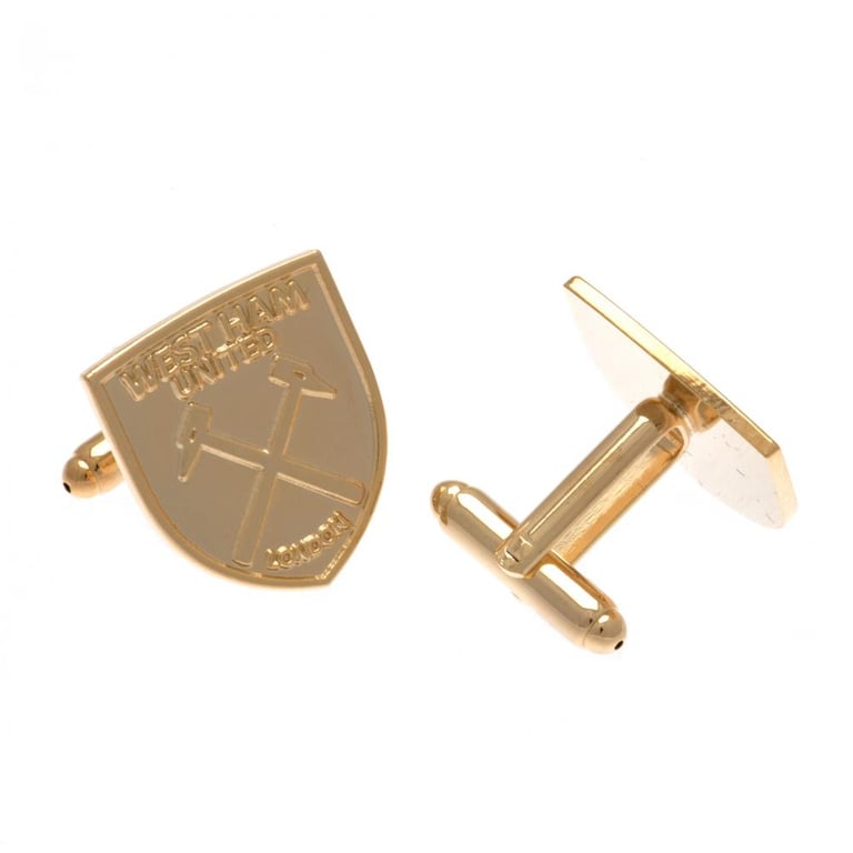 West Ham United Gold Plated Crest Cufflinks - Football Team Jewelry