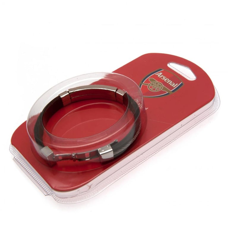 Arsenal FC Silver Inlay Silicone Crest Bracelet with Stainless Steel Clasp