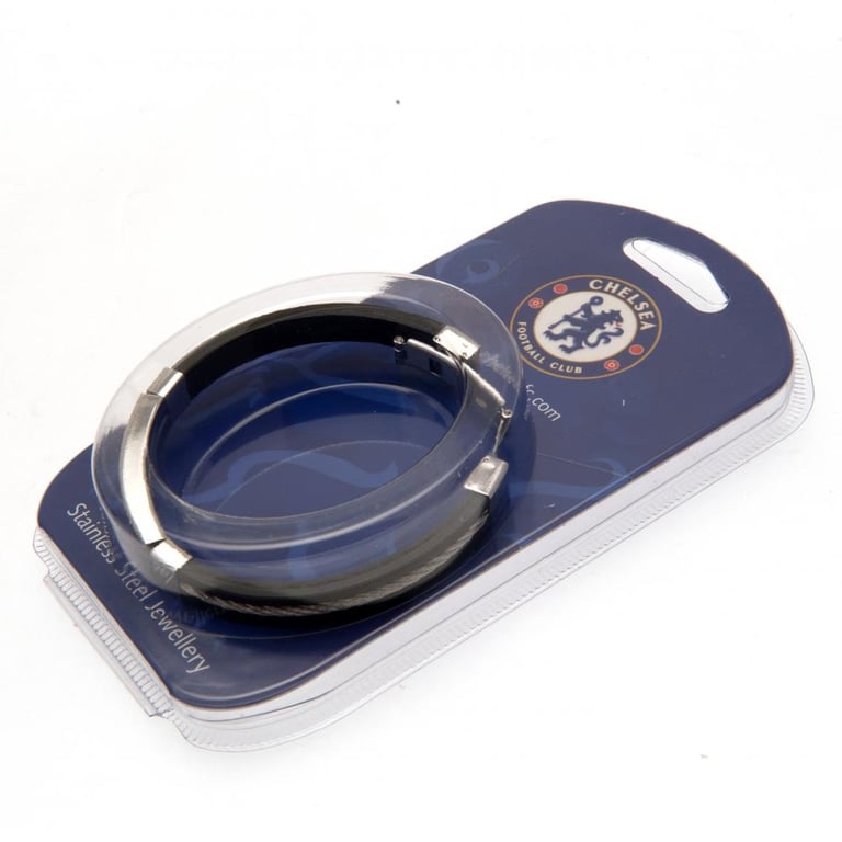 Chelsea FC Silver Inlay Silicone Bracelet - Official Club Crest Plate & Stainless Steel Clasp