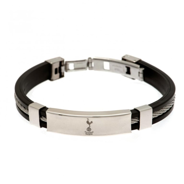 Tottenham Hotspur FC Silver Inlay Silicone Club Logo Bracelet with Stainless Steel Clasp