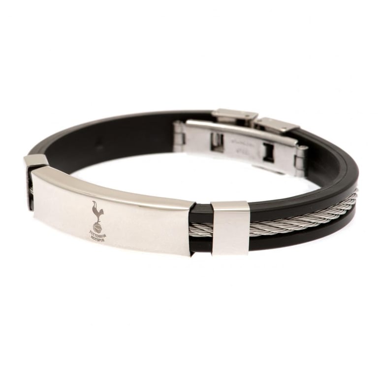 Tottenham Hotspur FC Silver Inlay Silicone Club Logo Bracelet with Stainless Steel Clasp
