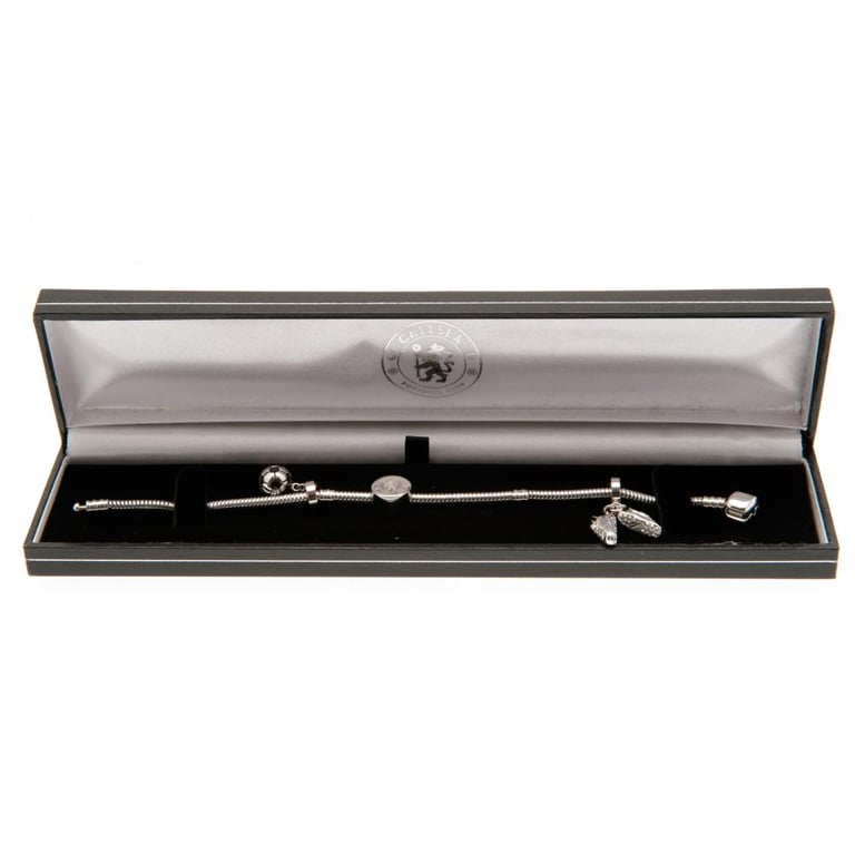 Chelsea FC Stainless Steel Football Charm Bracelet with Branded Clasp