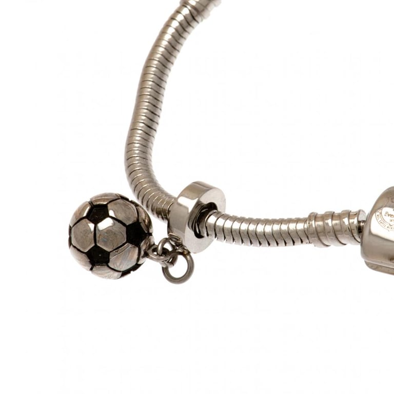 Everton FC Stainless Steel Charm Bracelet with Branded Clasp and Laser Cut Football Charms