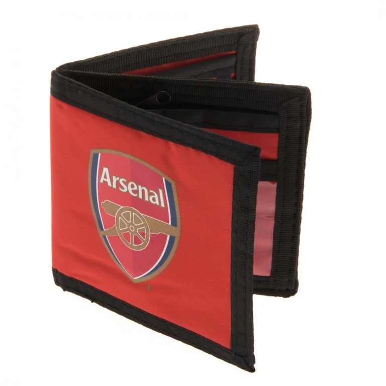 Arsenal FC Canvas Wallet - Red Club Crest Design with 9 Internal Compartments and Zipped Pockets