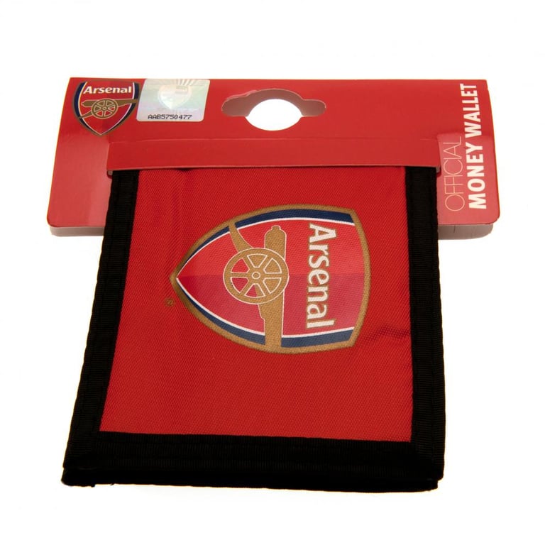 Arsenal FC Canvas Wallet - Red Club Crest Design with 9 Internal Compartments and Zipped Pockets