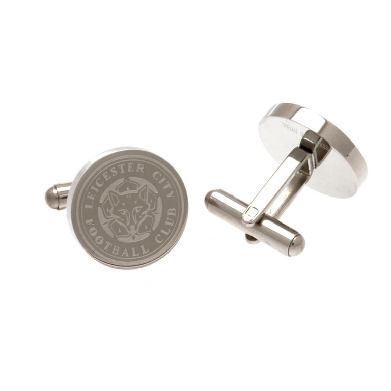 Leicester City FC Stainless Steel Chrome Finish Crest Cufflinks