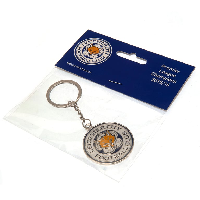 Leicester City FC Premier League Champions Metal Keyring - Die Stamped Crest Design with Enamel Infill