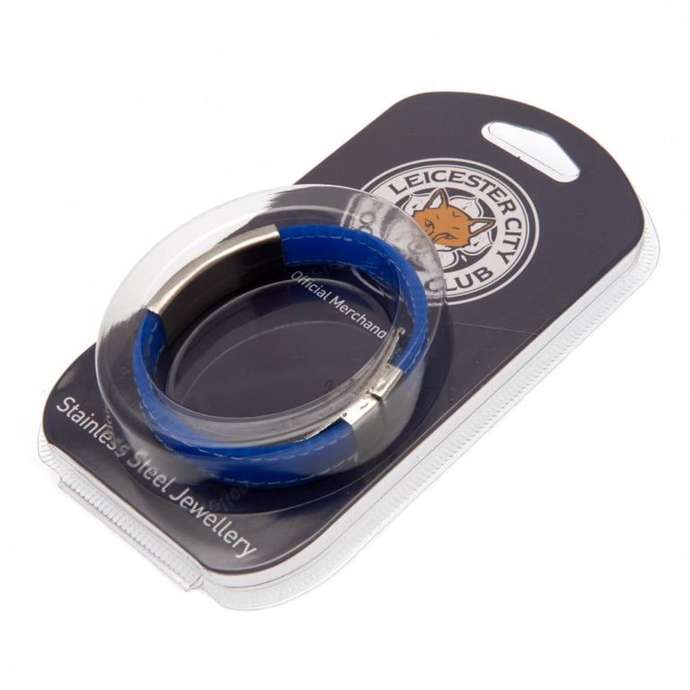 Leicester City FC Silicone Crest Bracelet - Blue Stainless Steel Club Logo Wristband