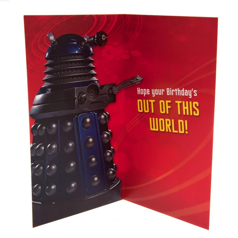 Doctor Who Tardis Birthday Card - Gloss Finish with Dalek Inside