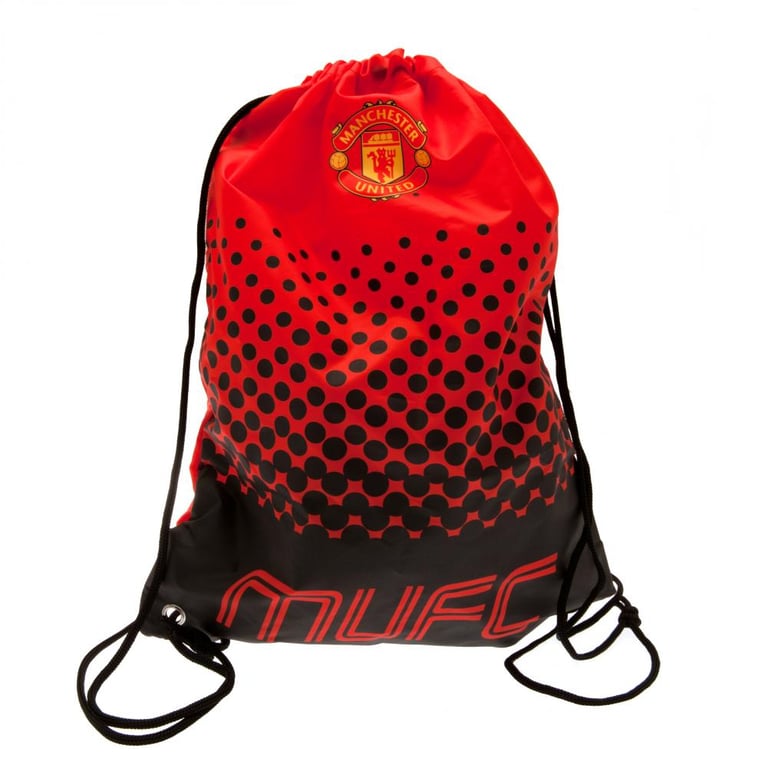 Manchester United FC Fade Gym Bag - Full Colour Crest & Drawstring Close Polyester Fitness Bag