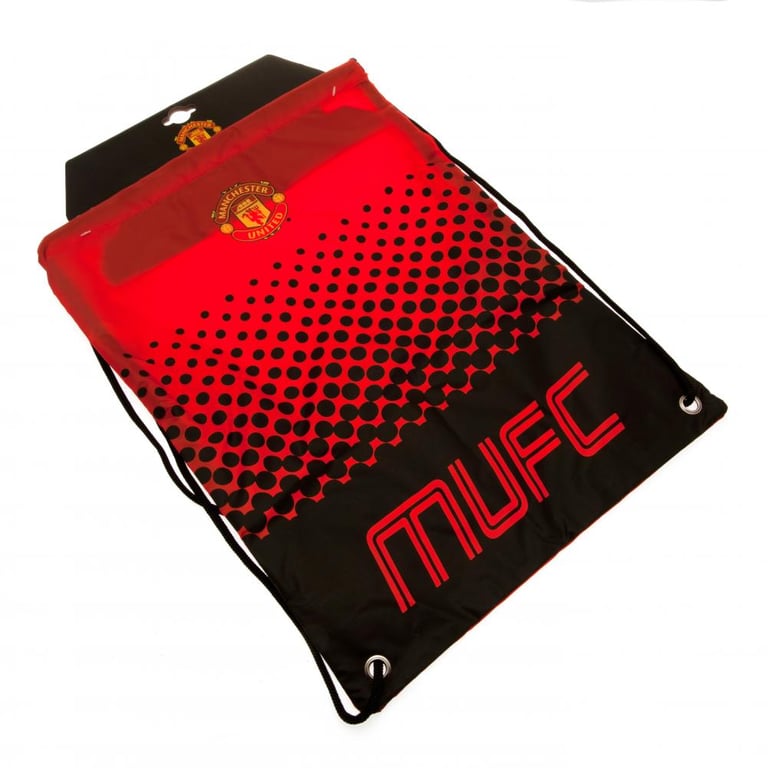 Manchester United FC Fade Gym Bag - Full Colour Crest & Drawstring Close Polyester Fitness Bag
