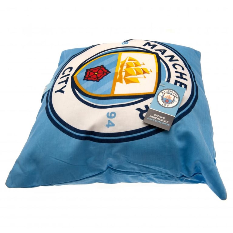 Manchester City FC Cushion - Vibrant Sky Blue Club Crest Design Home Decor