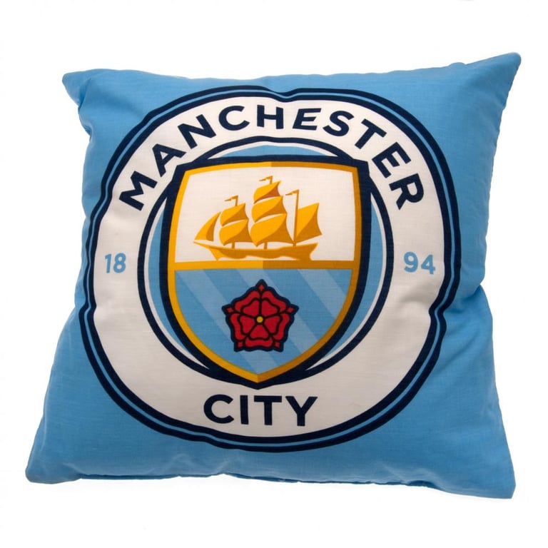 Manchester City FC Cushion - Vibrant Sky Blue Club Crest Design Home Decor