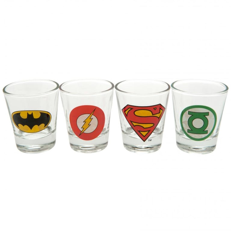 DC Comics 4pk Unique Logo Shot Glass Set - Perfect Party Drinking Glasses
