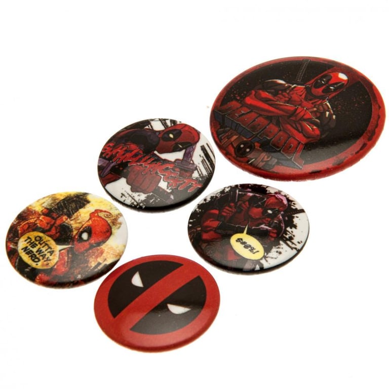 Deadpool Character Button Badge Set - Trendy School Bag Decoration Accessory
