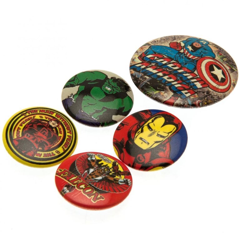 Marvel Comics Safety Pin Button Badge Set - Ideal School Bag Accessories and Fashion Collectibles