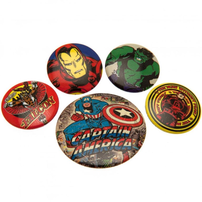 Marvel Comics Safety Pin Button Badge Set - Ideal School Bag Accessories and Fashion Collectibles