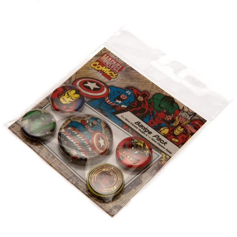 Marvel Comics Safety Pin Button Badge Set - Ideal School Bag Accessories and Fashion Collectibles