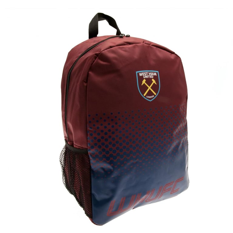 West Ham United FC Fade Design Backpack with Padded Back Panel and Adjustable Straps