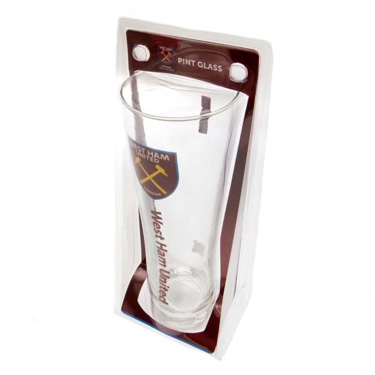 West Ham United FC Claret Crest Tall Pilsner Beer Glass