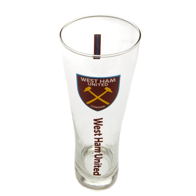 West Ham United FC Claret Crest Tall Pilsner Beer Glass