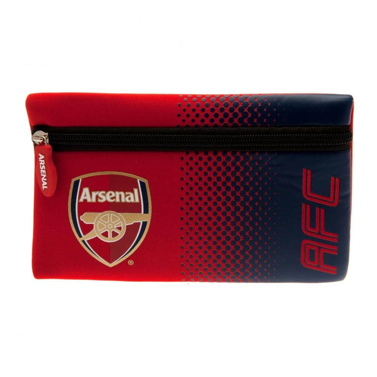 Arsenal FC Neoprene Zipped Pouch Pencil Case with Fade Design and Rubber Zip Pull