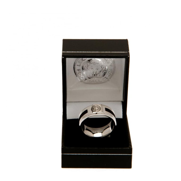 Leicester City FC Black Inlay Stainless Steel Ring - Official Crest Edition