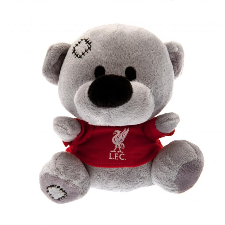 Liverpool FC Soft Grey Plush Bear with Liverbird Crest Red T-Shirt