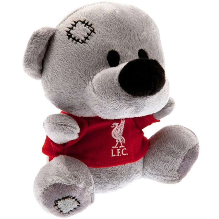 Liverpool FC Soft Grey Plush Bear with Liverbird Crest Red T-Shirt