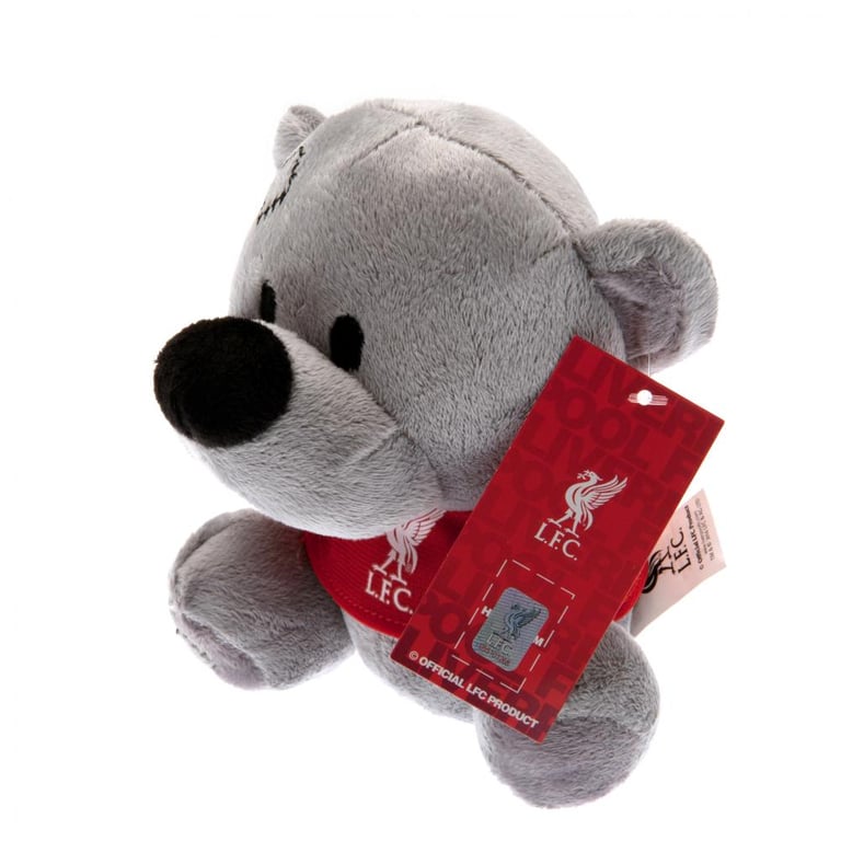 Liverpool FC Soft Grey Plush Bear with Liverbird Crest Red T-Shirt