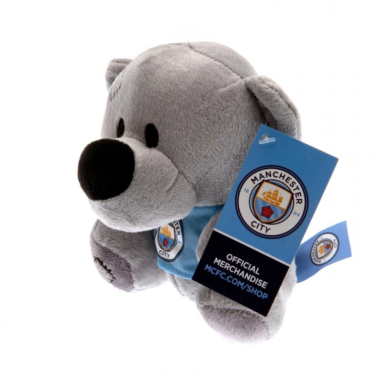 Manchester City FC Timmy Bear - Grey Plush Toy with Full Colour Crest T-Shirt