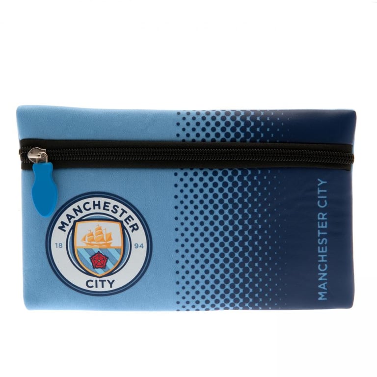 Manchester City FC Neoprene Pencil Case - Sky Blue Navy Fade Crest Design