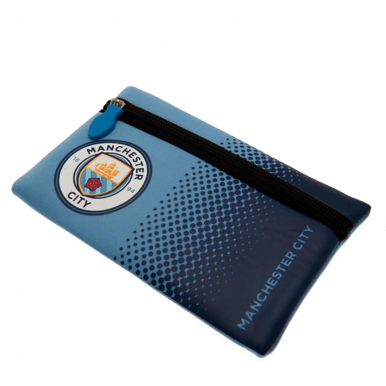 Manchester City FC Neoprene Pencil Case - Sky Blue Navy Fade Crest Design