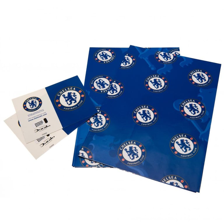 Chelsea FC Crest Gift Wrap - Vibrant Blue Football Team Decorations with Crest Tags