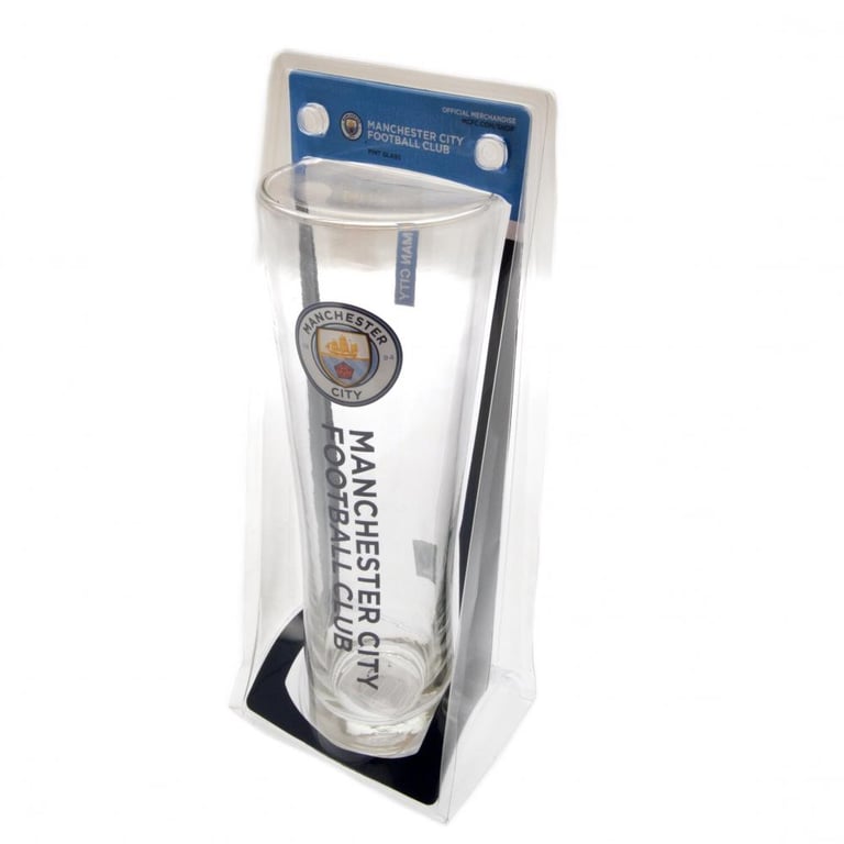 Manchester City FC Tall Pilsner Beer Glass - Official Club Crest Design