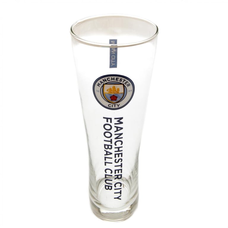 Manchester City FC Tall Pilsner Beer Glass - Official Club Crest Design
