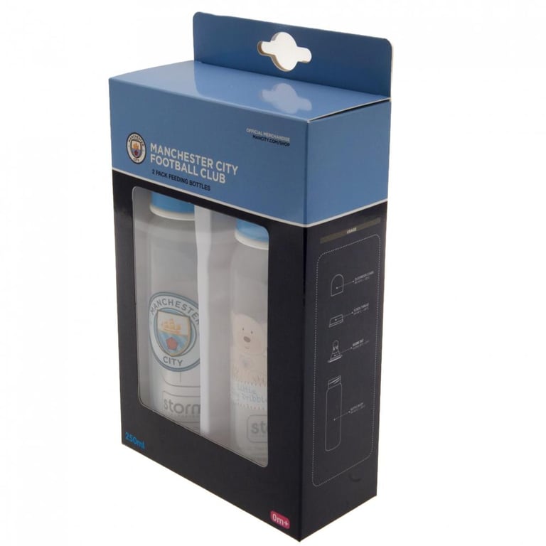 Manchester City FC 2pk BPA Free Baby Bottles - Reduces Colic & High Temp Resistant