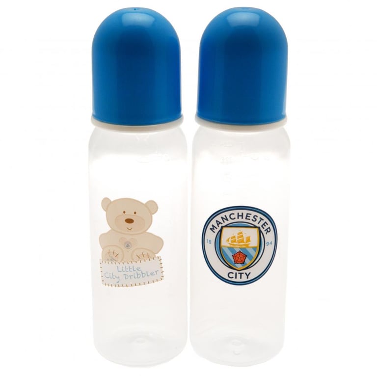 Manchester City FC 2pk BPA Free Baby Bottles - Reduces Colic & High Temp Resistant