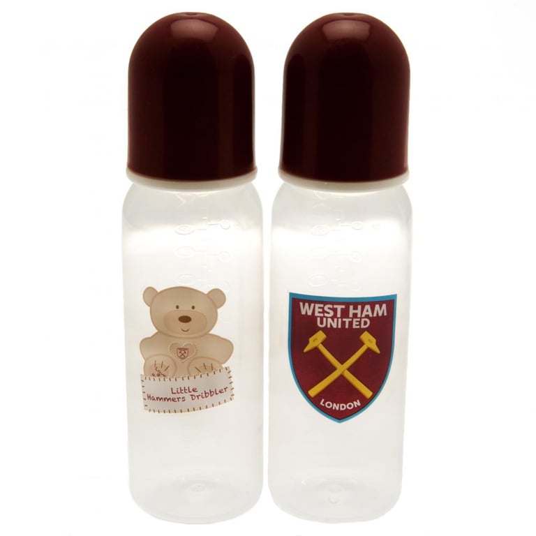 West Ham United FC 2pk BPA-Free Baby Bottles - Reduces Colic & High Temperature Resistant
