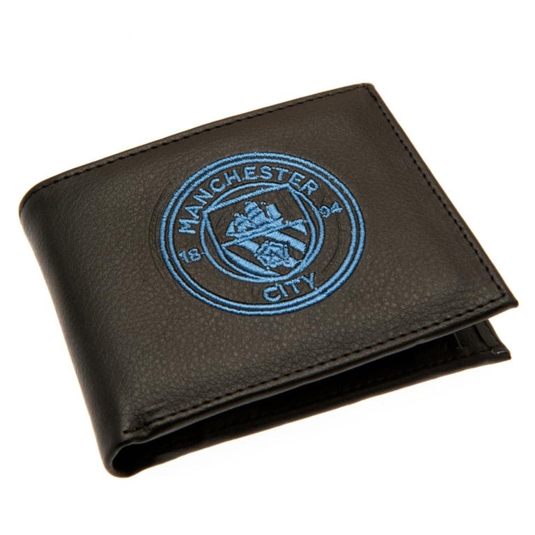 Manchester City FC Embroidered PU Wallet - Club Crest Design, 3 Card Slots & Secure Compartments