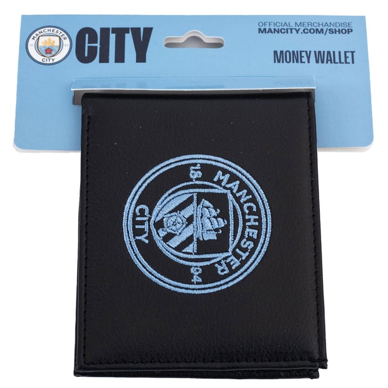 Manchester City FC Embroidered PU Wallet - Club Crest Design, 3 Card Slots & Secure Compartments