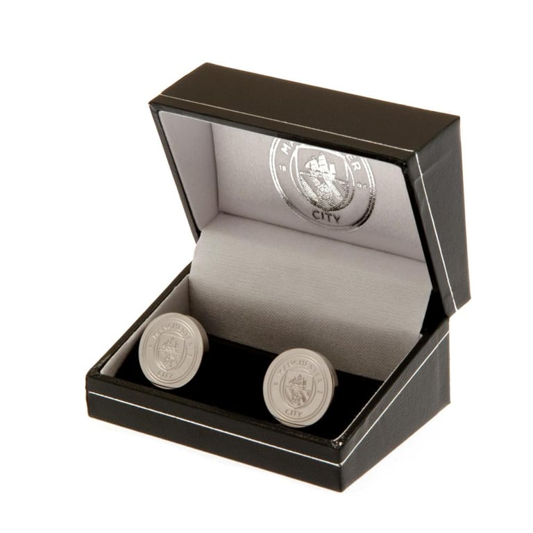 Manchester City FC Stainless Steel Chrome Finish Crest Cufflinks