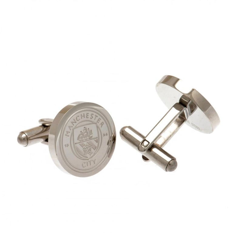 Manchester City FC Stainless Steel Chrome Finish Crest Cufflinks