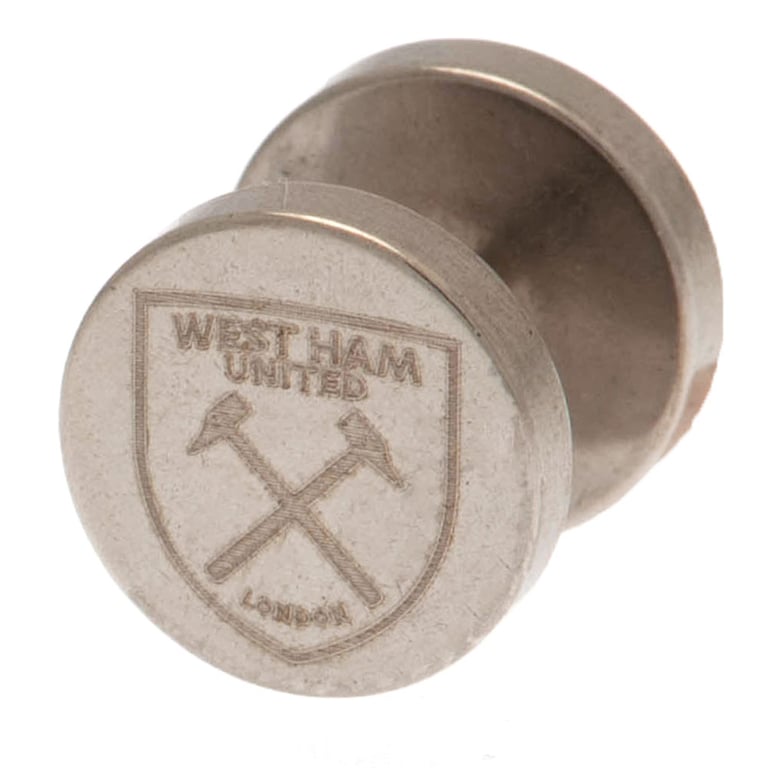 West Ham United FC Stainless Steel Stud Earring - Durable Screw Back Fixing Earring with Laser Printed Crest