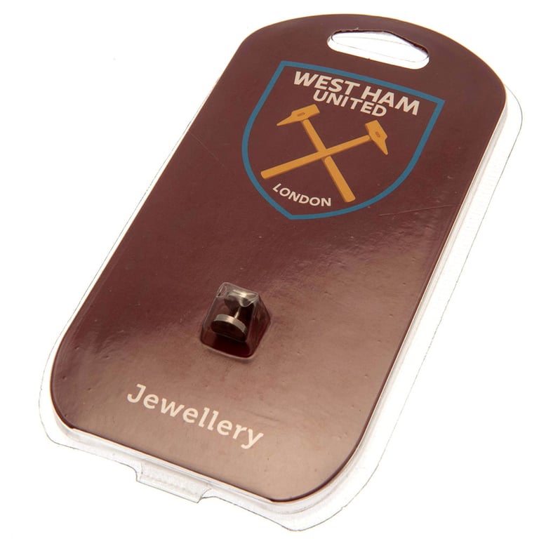 West Ham United FC Stainless Steel Stud Earring - Durable Screw Back Fixing Earring with Laser Printed Crest