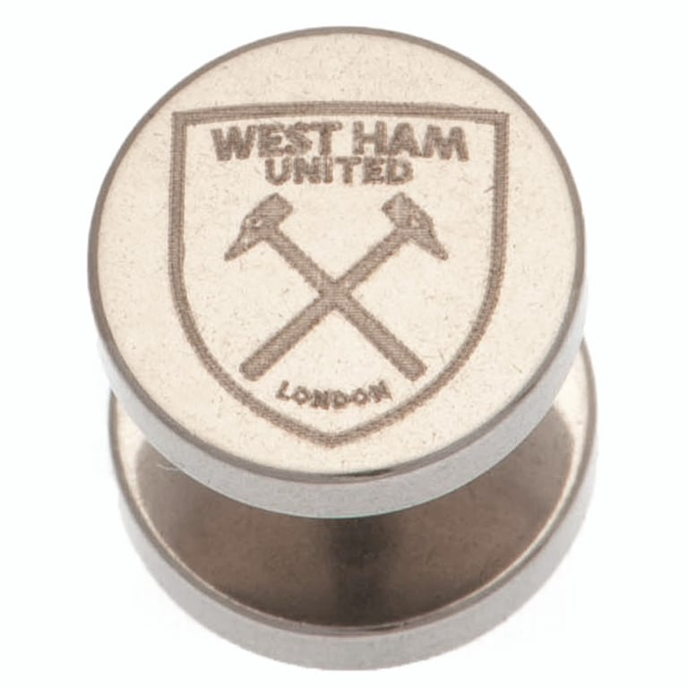 West Ham United FC Stainless Steel Stud Earring - Durable Screw Back Fixing Earring with Laser Printed Crest