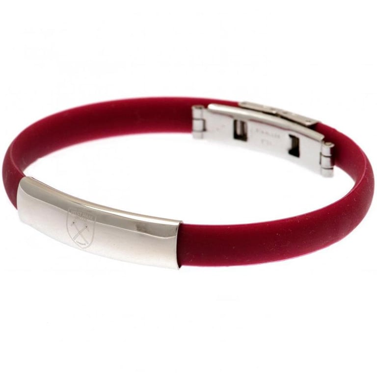 West Ham United FC Silicone Club Crest Bracelet with Stainless Steel Clasp