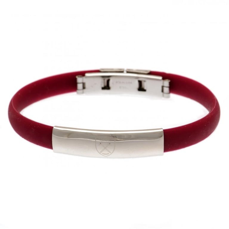 West Ham United FC Silicone Club Crest Bracelet with Stainless Steel Clasp
