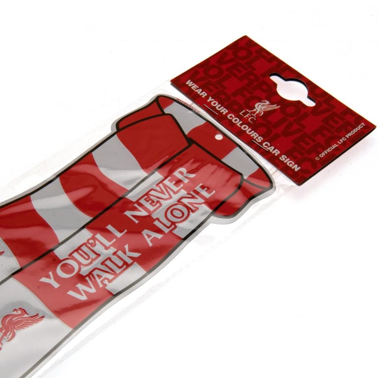 Liverpool FC Metal Window Sign - You ll Never Walk Alone Club Crests Scarf Shape Sign