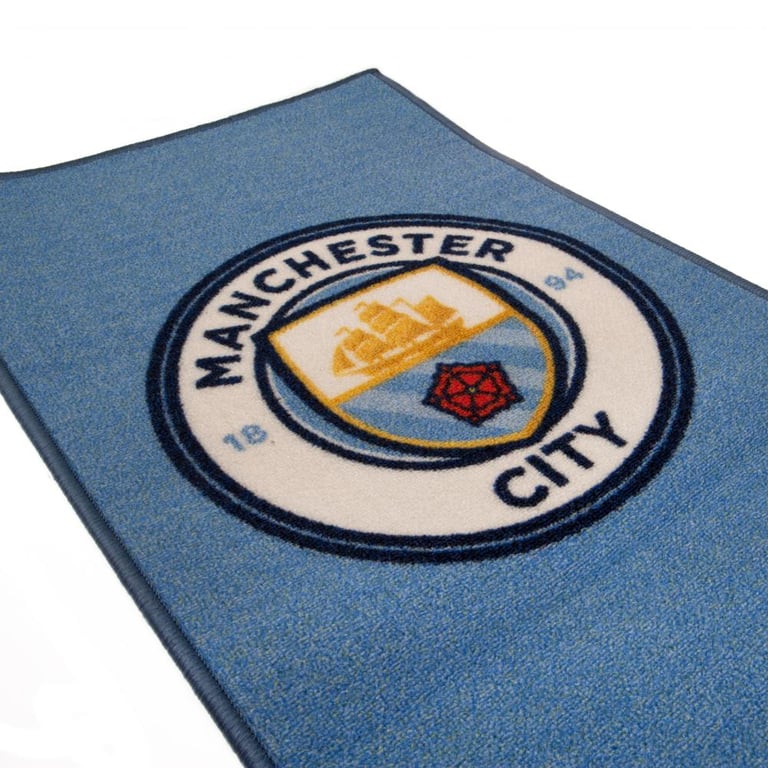 Manchester City FC Polyamide Club Crest Rug - Non-Slip Bedroom Home Decor